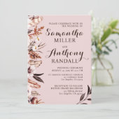 Boho Mute Wasserfarben Blume Einladung Hochzeit (Stehend Vorderseite)