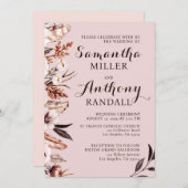 Boho Mute Wasserfarben Blume Einladung Hochzeit (Vorne/Hinten)