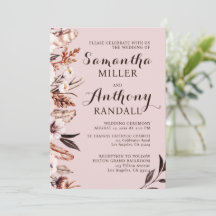 Boho Mute Wasserfarben Blume Einladung Hochzeit