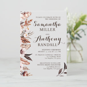 Boho Mute Wasserfarben Blume Einladung Hochzeit