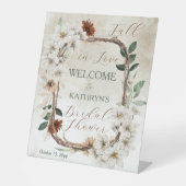 Boho Mutes Fall Blumenfall in Liebe Brautparty Sockelschild (Vorderseite)