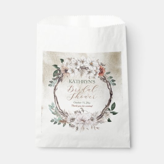 Boho Mutes Fall Floral Brautparty Geschenktütchen (Vorderseite)