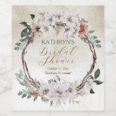 Boho Mutes Fall Floral Brautparty Weinetikett (Einzelnes Label)