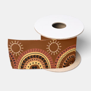 Boho Mystic Eye Rainbow Brown Hintergrund Satinband