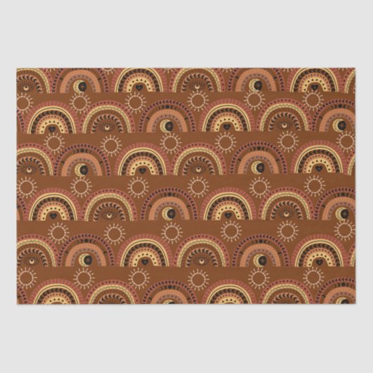 Boho Mystic Eye Rainbow Brown Hintergrund Seidenpapier (Vorderseite)