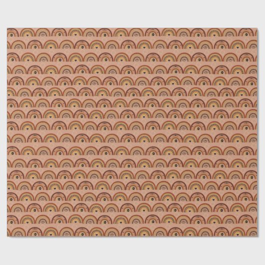 Boho Mystic Eye Rainbow Tan Background Geschenkpapier (Flach)