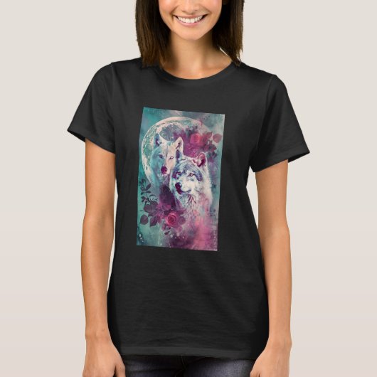 Boho Mystic Wolf Art T-Shirt (Vorderseite)