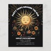 Boho Mystical Sun 40. Geburtstagseinladung (Vorderseite)