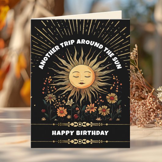 Boho Mystical Sun Birthday Karte