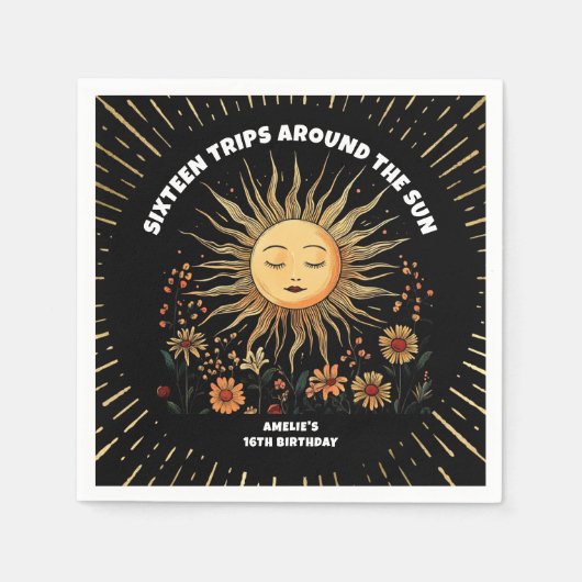 Boho Mystical Sun Birthday Serviette (Vorderseite)