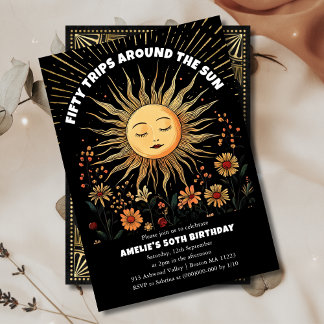 Boho Mystical Sun Einladung zum 50. Geburtstag