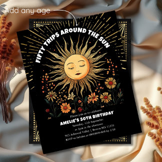 Boho Mystical Sun Einladung zum 50. Geburtstag