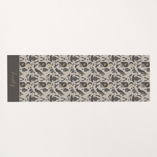 Boho Mystical Zen Celestial Pattern Yogamatte (Rückseite (Horizontal))