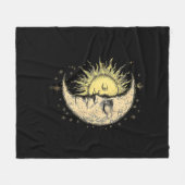 Boho Mystische Sonne und Mond Ästhetik Vintag Fleecedecke (Vorderseite (Horizontal))