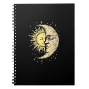 Boho Mystische Sonne und Mond Ästhetik Vintag Notizblock