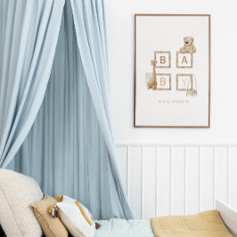 Boho nährt neutrale Holzblockbuchstaben Poster