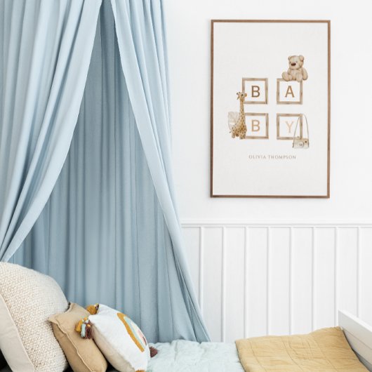 Boho nährt neutrale Holzblockbuchstaben Poster