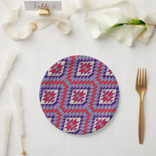 Boho nahtloses Mosaik Farbige Muster Pappteller