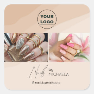 Boho Nail Tech Logo Aufkleber Hinterlasse eine B