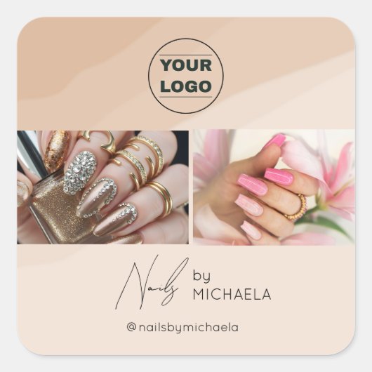 Boho Nail Tech Logo Aufkleber | Hinterlasse eine B (Vorderseite)