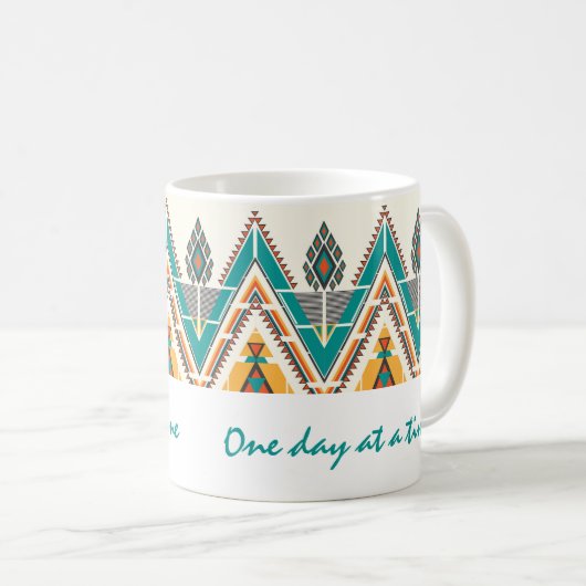 Boho Native Pattern Tribal "One day at a Time" Kaffeetasse (VorderseiteRechts)