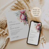 Boho Native Protea Wedding Invite Einladung