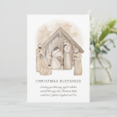 Boho Nativity Stable Scene Holiday Card Feiertagskarte (Stehend Vorderseite)