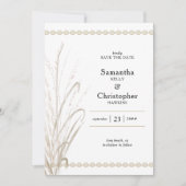 Boho Natural Pampas Grass Elegantes Foto Save The Date (Vorderseite)