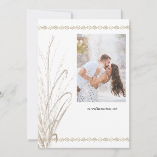 Boho Natural Pampas Grass Elegantes Foto Save The Date (Rückseite)