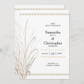 Boho Natural Pampas Grass Elegantes Foto Save The Date (Vorne/Hinten)