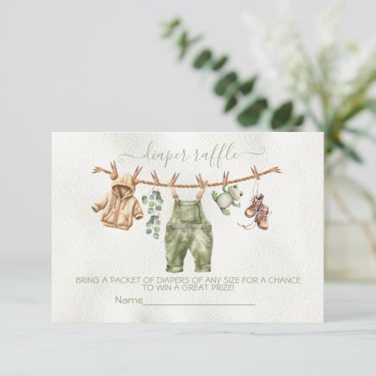 Boho Nature Babydusche Wäscheleine Windelwanne Einladung (Stehend Vorderseite)