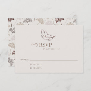 Boho Nature Neutral Botanic Wedding Simple RSVP Karte
