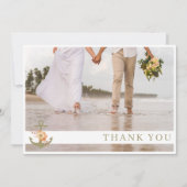 Boho Nautical Beach Foto Wedding Dankeschön Card Dankeskarte (Vorderseite)
