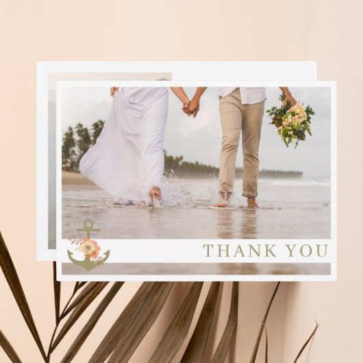 Boho Nautical Beach Foto Wedding Dankeschön Card Dankeskarte