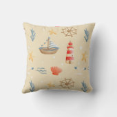 Boho Nautical Boat Lighthouse Muster Kissen (Rückseite)