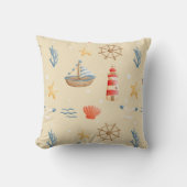 Boho Nautical Boat Lighthouse Muster Kissen (Vorderseite)