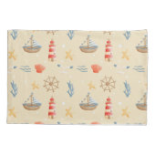 Boho Nautical Boat Lighthouse Muster Kissenbezug (Rückseite)