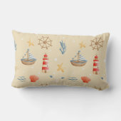 Boho Nautical Boat Lighthouse Muster Lendenkissen (Rückseite)