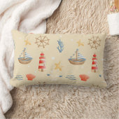 Boho Nautical Boat Lighthouse Muster Lendenkissen (Decke)