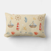 Boho Nautical Boat Lighthouse Muster Lendenkissen (Vorderseite)