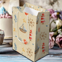 Boho Nautical Boat Lighthouse Muster Mittlere Geschenktüte