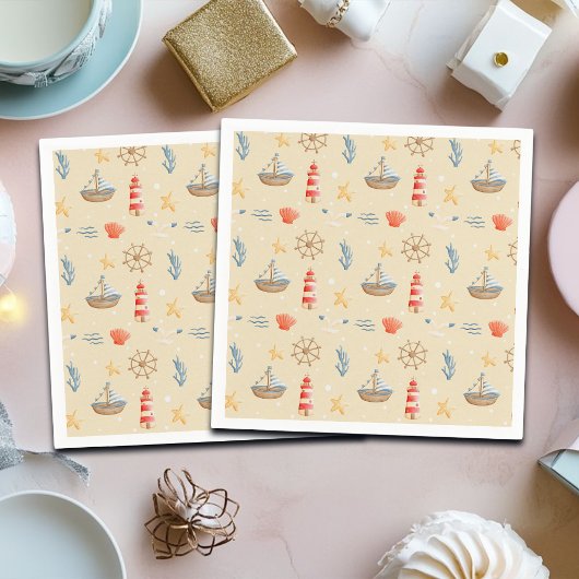 Boho Nautical Boat Lighthouse Muster Serviette