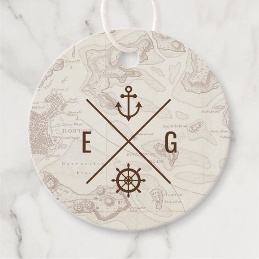 Boho Nautical Hochzeit in Urlaubsort Geschenkanhänger (Vorderseite)