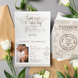 Boho Nautical Passport Hochzeit in Urlaubsort Einladung