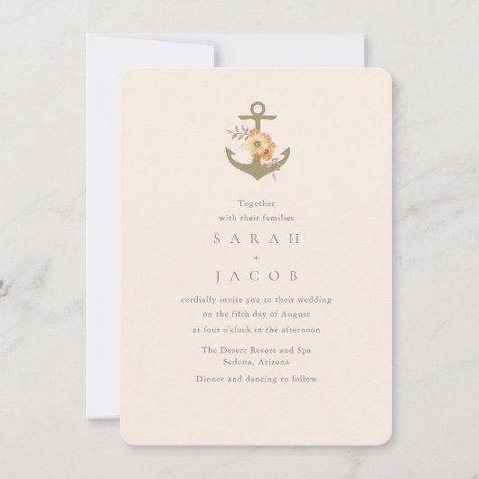 Boho Nautical Wedding Einladung (Vorderseite)