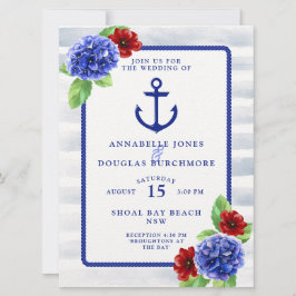 Boho Nautical White Floral Watercolor Wedding Einladung