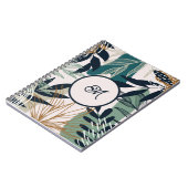 Boho Navy Aquamarin Gold Blätter Notebook Notizblock (Linke Seite)