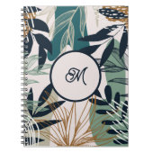 Boho Navy Aquamarin Gold Blätter Notebook Notizblock (Vorderseite)