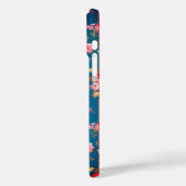 Boho navy blue blush pink floral rose gold stripes Case-Mate iPhone hülle (Rückseite / Links)