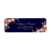 Boho Navy Blue Burnt Orange Floral Address (Vorne)